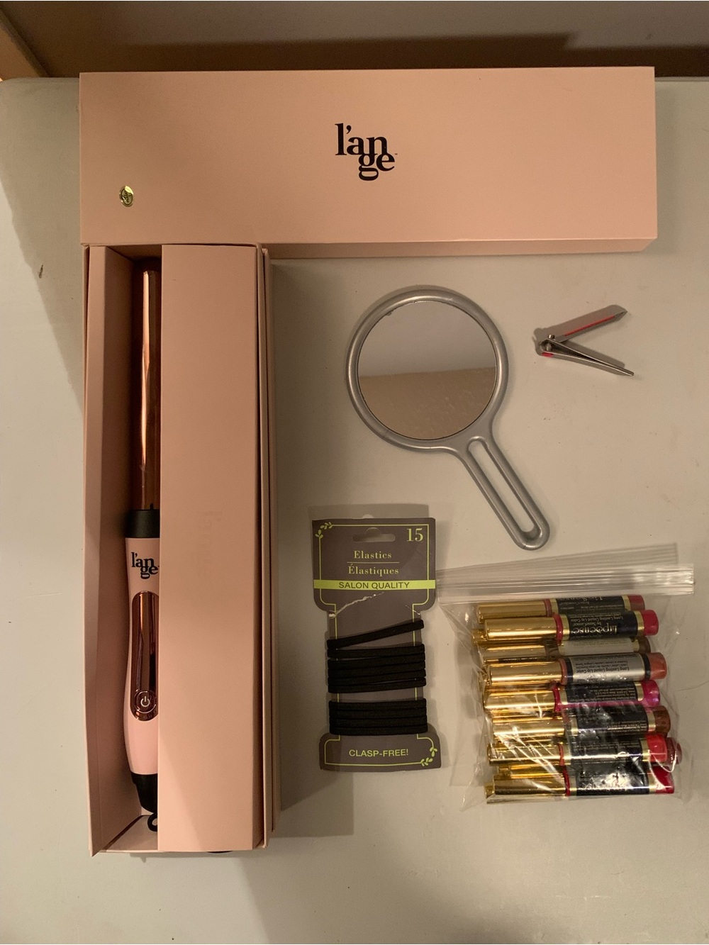 l'ange Rose Gold Curling Wand - Pink and Rose Gold 1”